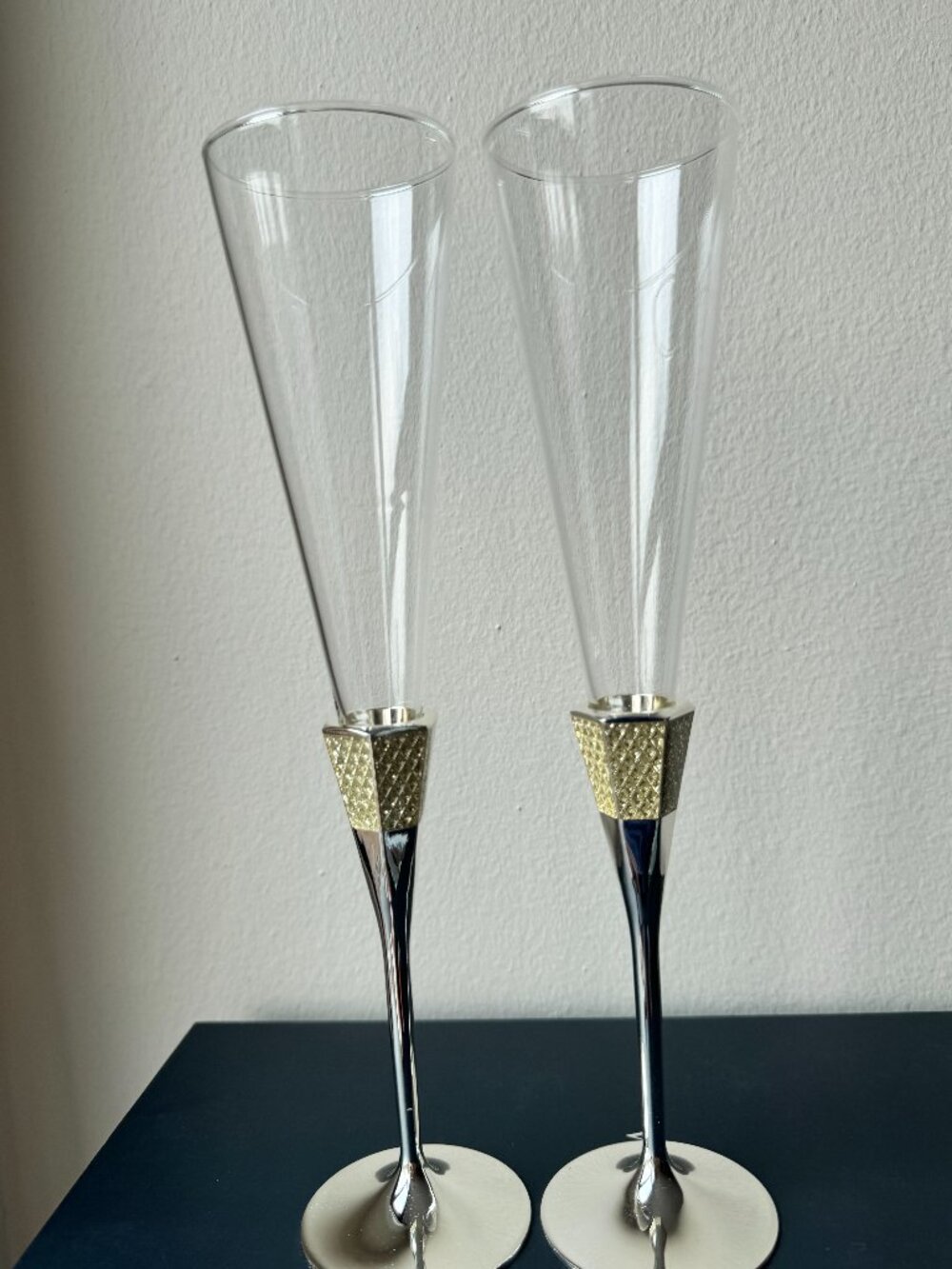 Waterford Silver Champagne Flutes- Set of 2